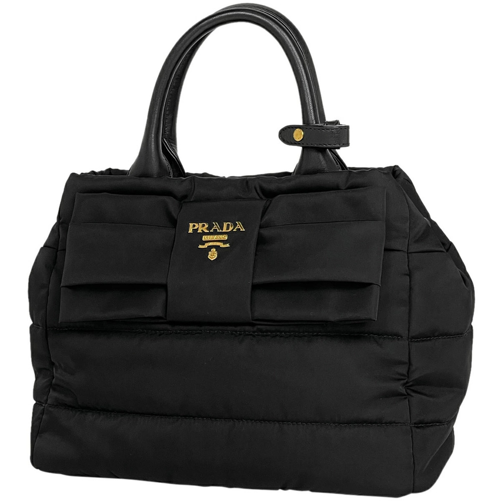 Prada Logo Handbag Shoulder Bag Rion Nero Black